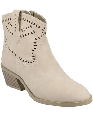 Journee Collection Journee Cheyenne Stacked Heel Boho Western Booties - Natural