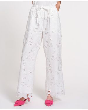 Isaac Mizrahi New York Eyelet Drawstring Pants - White