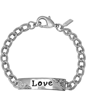 2028 Silver-tone Embossed Curb Link Bracelet - Gray