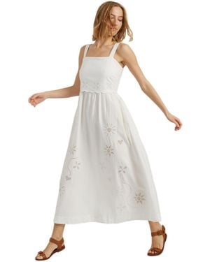 Chinti & Parker Sienna Linen-blend Broderie Summer Dress - White