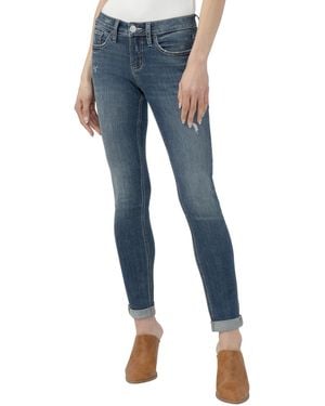 Silver Jeans Co. Girlfriend Mid-rise Skinny Denim Jeans - Blue