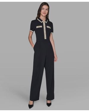 Karl Lagerfeld Collared Jumpsuit - Gray