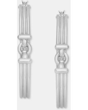 Ralph Lauren Medium Ribbed Hoop Earrings - White