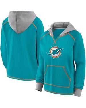 LOGO ATHLETIC Miami Dolphins Boom Fleece Pullover V-neck Hoodie - Blue