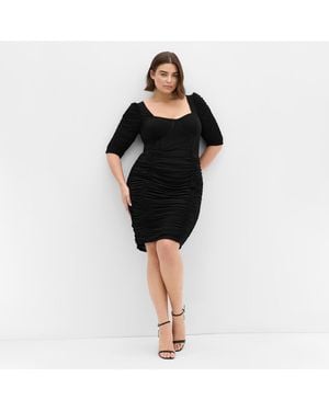 City Chic Plus Size Bustier Elbow Sleeve Dress - Black