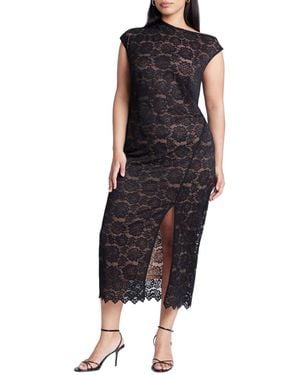 Eloquii Plus Size Twist Neck Lame Maxi Dress - Black