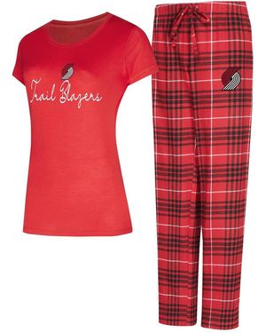 Concepts Sport 2-piece Red/black Portland Trail Blazers Vector Top And Flannel Pants Sleep Set