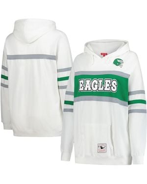 Mitchell & Ness Philadelphia Eagles Plus Size Head Coach Throwback Pullover Hoodie - White