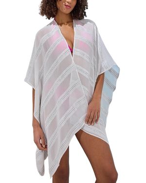 Lascana Striped Kimono Cover Up Beach Dress - Gray
