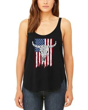 LA Pop Art Patriot Flag Premium Word Art Flowy Tank Top - Black