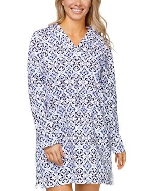 Island Escape Coastal Hooded Tunic Cover-up - Blue