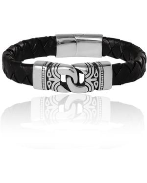 Lucky Brand Black Woven Leather Bracelet