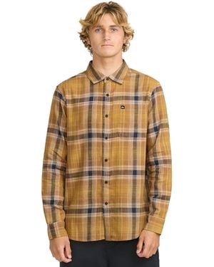 Quiksilver Textured Plaid Flannel Shirt - Metallic