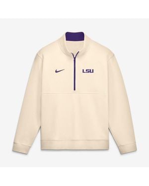 Nike Cream Lsu Tigers Primetime Club Fleece Half-zip Pullover - Natural