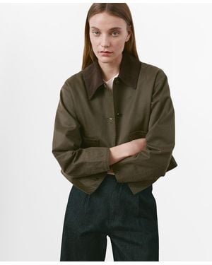 Mango Contrasting Collar Denim Barn Jacket - Green