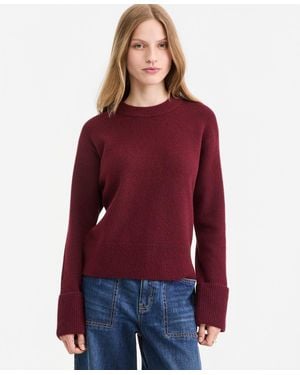 On 34th Crewneck Cuff Sleeve Pullover Sweater - Red