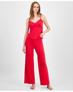 INC International Concepts Lace-trim Knit Tank & Pajama Pants Set - Red