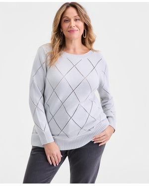Style & Co. Plus Size Pointelle Boat-neck Sweater - Gray