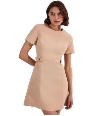 Karen Millen Detail Tailored Mini Dress - Natural