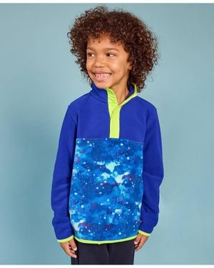 Lands' End Girls Anyweather Fleece Snap Neck Pullover - Blue