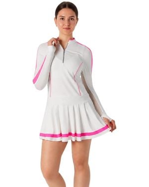 Lucky in Love Fast Motion Crewneck Long-sleeve Dress - White