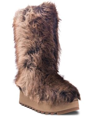 Ash Kyoto Faux Fur Platform Pull-on Boots - Brown