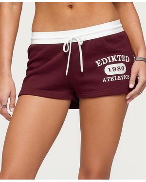 Edikted Athlete Contrast Micro Shorts - Red