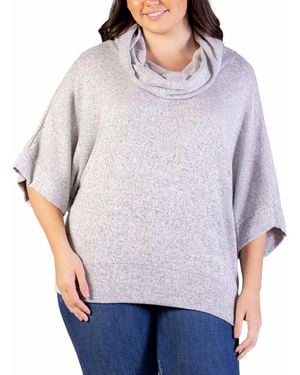 24seven Comfort Apparel Plus Size Cowl Neck Dolman Sleeve Top - Gray