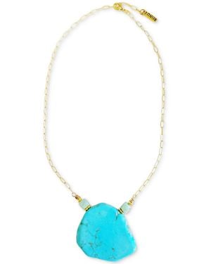 Minu Jewels Gold-tone Turquoise & Amazonite 16" Pendant Necklace - Blue