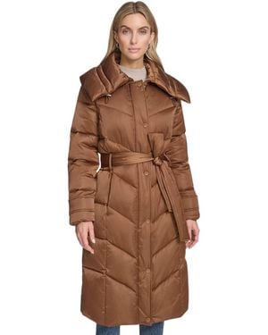 Andrew Marc Palmer Belted Puffer Coat - Brown