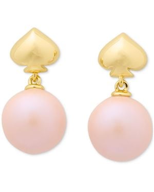 Kate Spade Gold-tone Spade & Imitation Pearl Drop Earrings - Multicolor