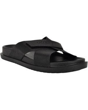 Guess Vaton Strap Detail Slip On Sandals - Black
