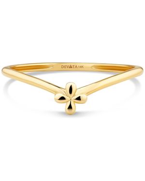 DEVATA Flower On Chevron Ring - Metallic
