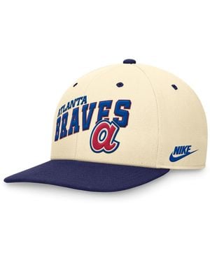 Nike Cream/royal Atlanta Braves Rewind Cooperstown Collection Performance Snapback Hat - Blue