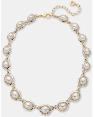 Anne Klein Two-tone Faux Imitation Roping Metal Cable Necklace - Natural