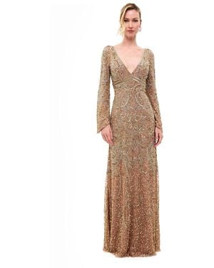 Beauut Embellished Sequin V-neck Maxi Dress - Natural