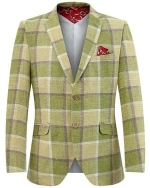 Elie Balleh Boys Slim Fit Plaid Blazer - Green
