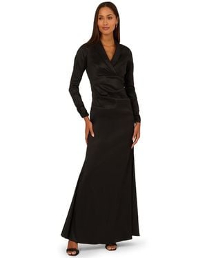 Adrianna Papell V-neck Tuxedo Dress - Black