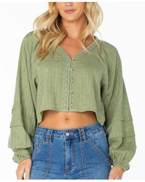 Roxy Let's Get Away Striped Long-sleeve Shirt - Green