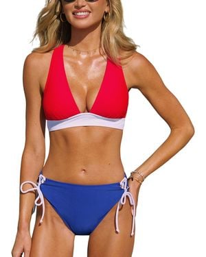 CUPSHE Wide Strap Tie Side Bikini Set - Red