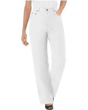 Woman Within Petite Perfect Relaxed All-cotton Denim Five-pocket Jeans - White