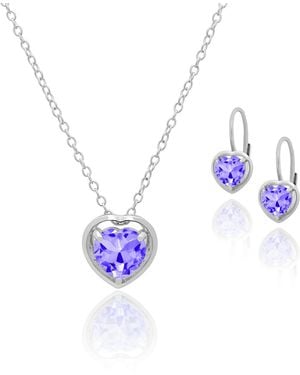 Macy's 2-pc. Blue Topaz Heart Pendant Necklace & Earrings Set (5.40 Ct. T.w.