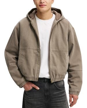 Cotton On Cropped Hooded Bomber - Brown