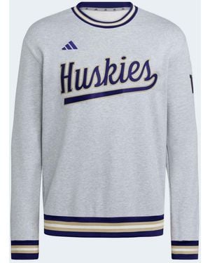 adidas Washington Huskies Dugout Collection Sweatshirt - Gray
