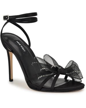 Nine West Minky Stiletto Heel Strappy Dress Sandals - Black