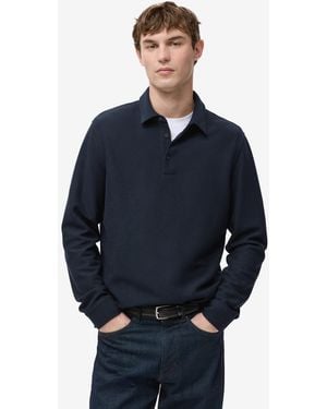 Mango Knitted Structured Polo Sweater - Blue
