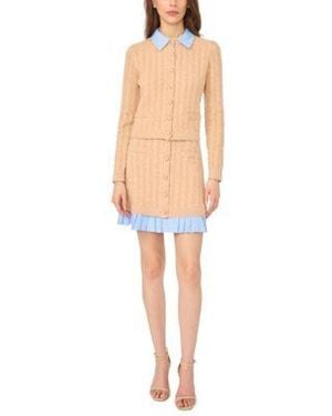 Cece Cable Knit A Line Mini Cardigan Set - White