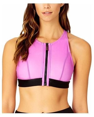 Coppersuit Colorblock Zip Longline Bra Swim Top - Black