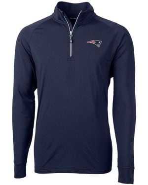 Cutter & Buck New England Patriots Mock-neck Lightweight Quarter-zip Pullover Jacket - Blue