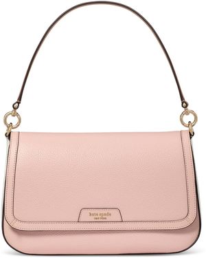 Kate Spade Hudson Pebbled Leather Flap Small Shoulder Bag - Pink